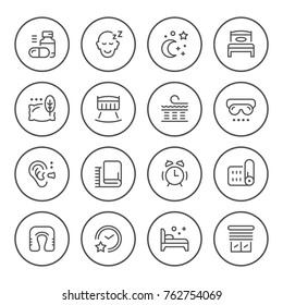 Set round line icons of sleep