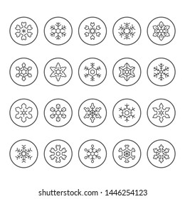 Set round line icons of snowflake