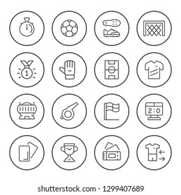 Set round line icons of soccer
