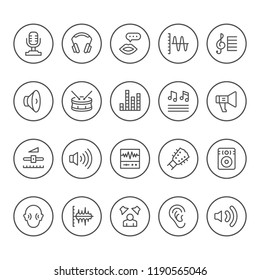 Set round line icons of sound