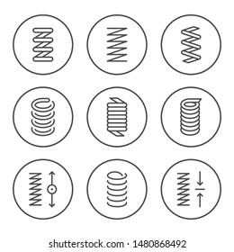 Set round line icons of spring