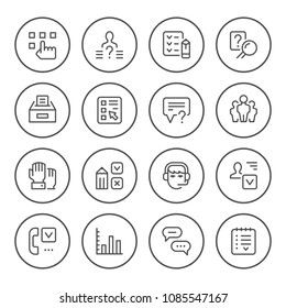 Set round line icons of survey