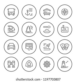 Set round line icons of travel
