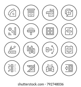 Set round line icons of window