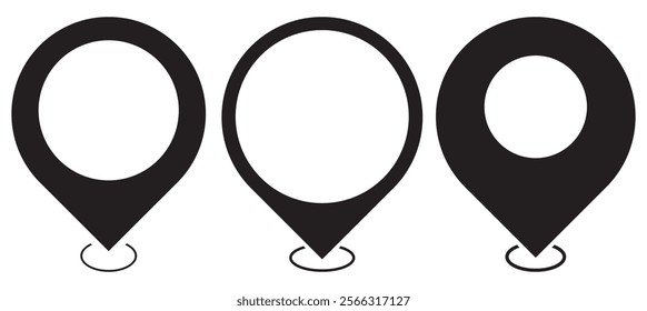Set of Round Location Icons Vector illustration