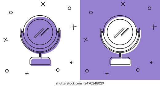 Set Round makeup mirror icon isolated on white and purple background.  Vector