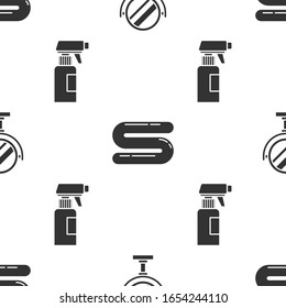Set Round makeup mirror, Towel and Hairdresser pistol spray bottle on seamless pattern. Vector