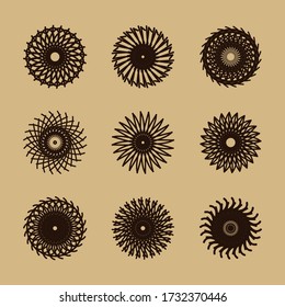 Set of round mandala spiral shape collection