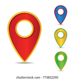 Set of round map pointers. Map markers with circles blank space. vector illustration.