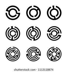 Set of round maze icons isolated on background