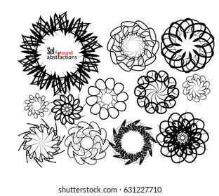 A set of round monochrome abstractions. Vector