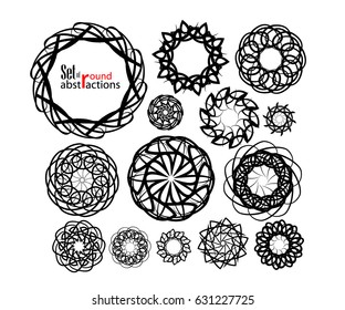 A set of round monochrome abstractions. Vector