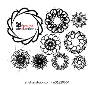 A set of round monochrome abstractions. Vector