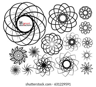 A set of round monochrome abstractions. Vector