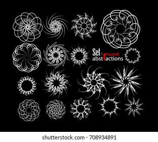 A set of round monochrome abstractions. Vector