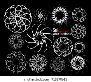 A set of round monochrome abstractions. Vector