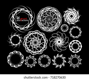 A set of round monochrome abstractions. Vector