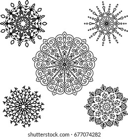 Set Round motif pattern small Black and white