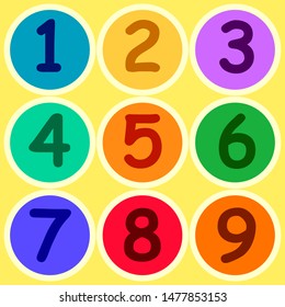 Set of Round Numbers Icon Vector for Education and UI UX Design