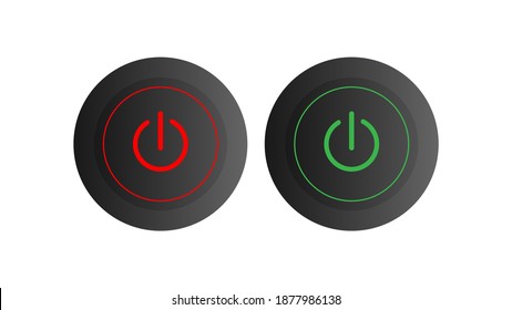 A set of round on and off buttons. Toggle buttons. Vector set of user interface including switches.