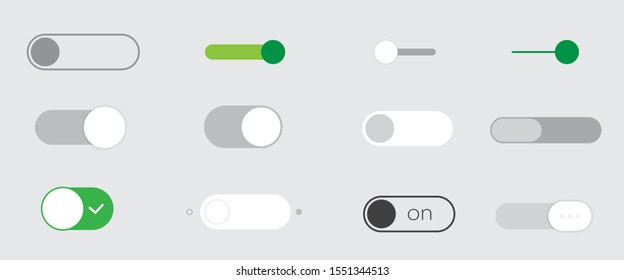 Set of round on and off toggle switch buttons. Web user interface elements