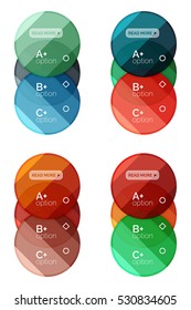 Conjunto de plantillas de diagrama de opciones redondas para sus datos o información. Ilustración vectorial - formas geométricas con elementos de opciones para el fondo de negocio, banners numerados, sitio web gráfico