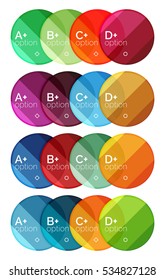 Conjunto de plantillas de diagrama de opciones redondas para sus datos o información. Ilustración vectorial - formas geométricas con elementos de opciones para el fondo de negocio, banners numerados, sitio web gráfico