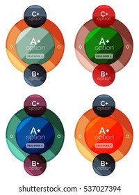 Conjunto de plantillas de diagrama de opciones redondas para sus datos o información. Ilustración vectorial - formas geométricas con elementos de opciones para el fondo de negocio, banners numerados, sitio web gráfico