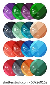Conjunto de plantillas de diagrama de opciones redondas para sus datos o información. Ilustración vectorial - formas geométricas con elementos de opciones para el fondo de negocio, banners numerados, sitio web gráfico