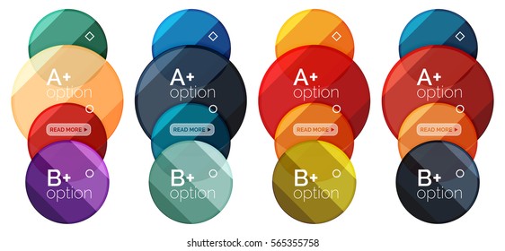Conjunto de plantillas de diagrama de opciones redondas para sus datos o información. Ilustración vectorial - formas geométricas con elementos de opciones para el fondo de negocio, banners numerados, sitio web gráfico