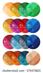 Conjunto de plantillas de diagrama de opciones redondas para sus datos o información. Ilustración vectorial - formas geométricas con elementos de opciones para el fondo de negocio, banners numerados, sitio web gráfico