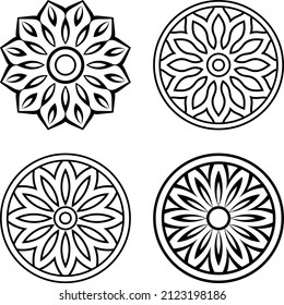 Set of round ornament mandala logo with floral pattern, Oriental pattern, vector illustration. Islam, Arabic, Indian, turkish, chinese, ottoman