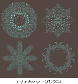 Set of round ornamental decorative elements