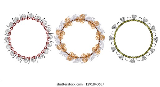 Set of round ornamental frames in African style. EPS10