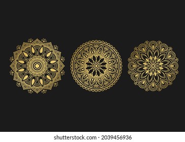 Set of round ornamental mandala background design. Vector illustration