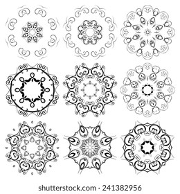 Set of round ornaments. Abstract illustration. Vector