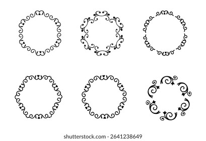 Set of round ornaments in decorative vector style