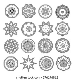 Set of round ornaments. Mandalas. Vector art