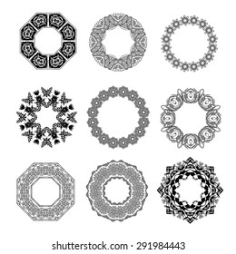 Set of round ornaments. Vector art