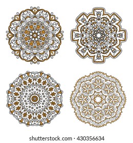 Set of round ornaments. Vector art