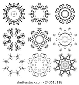 Set of round ornaments. Vector illustration. Abstract