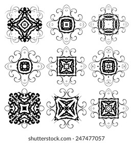 Set of round ornaments. Vector illustration. Abstract