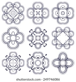 A set of round ornaments. Vector illustration