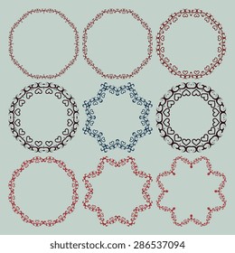 Set of round ornaments. Vector illustration