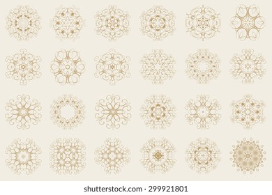 Set of round ornaments. Vector illustration