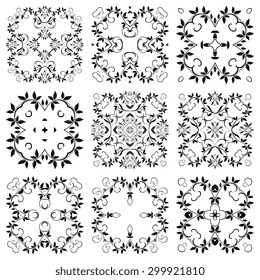 Set of round ornaments. Vector illustration