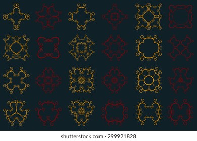 Set of round ornaments. Vector illustration