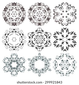 Set of round ornaments. Vector illustration