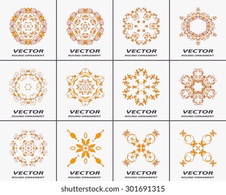 Set of round ornaments. Vector illustration