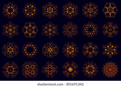 Set of round ornaments. Vector illustration